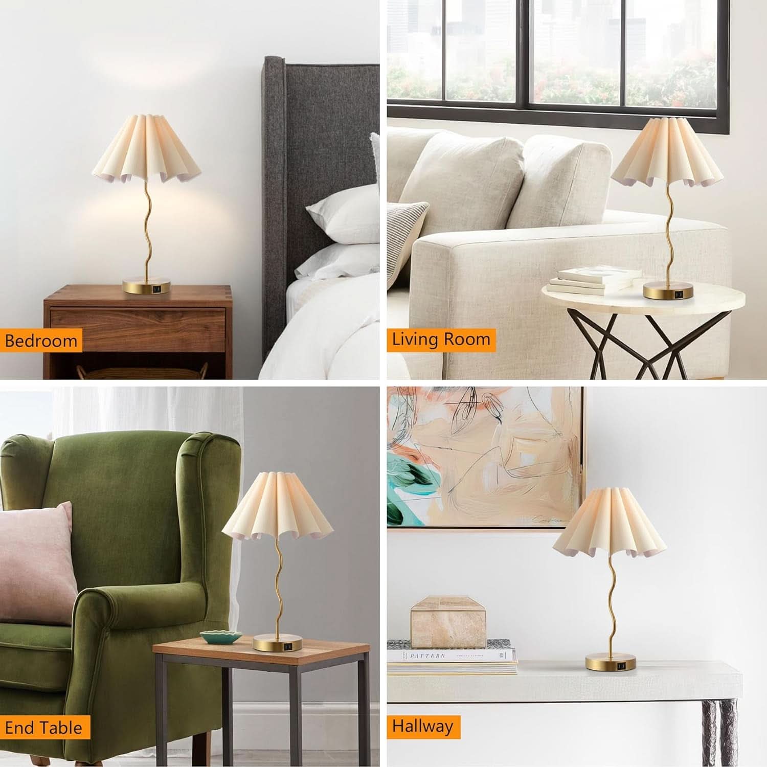 Pleated Linen Table Lamp Modern Bedside Illumination-4