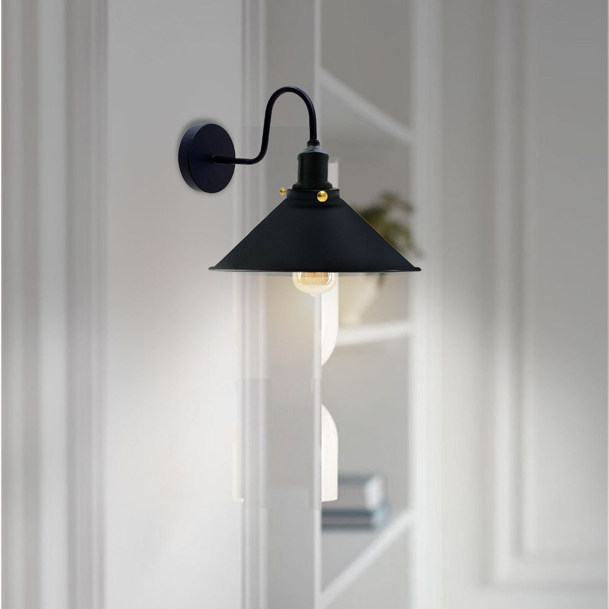 Industrial Wall Lights Indoor Swan Neck Indoor Sconce Meta  ~3391-3