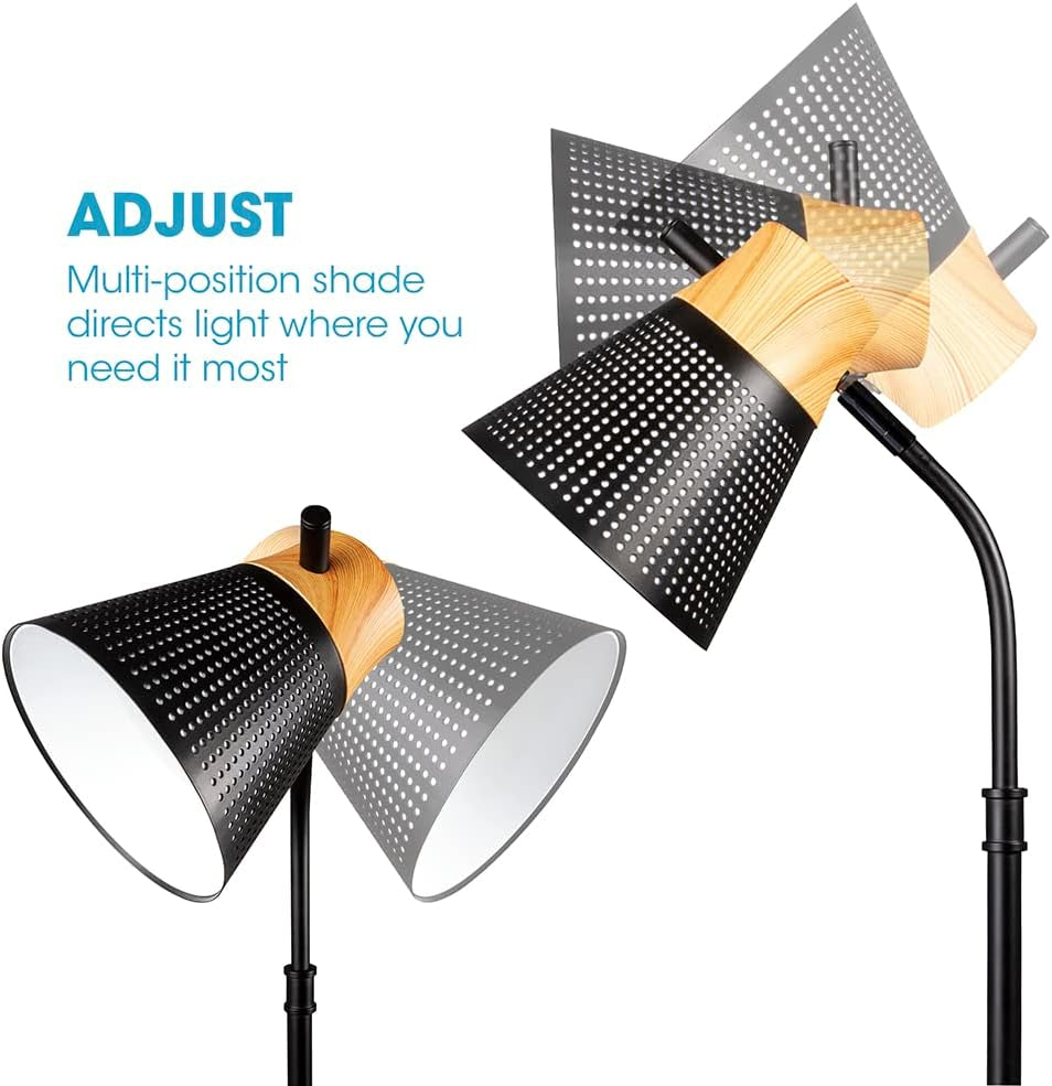 Wireless Charging Desk Lamp Black Woodgrain Adjustable-1