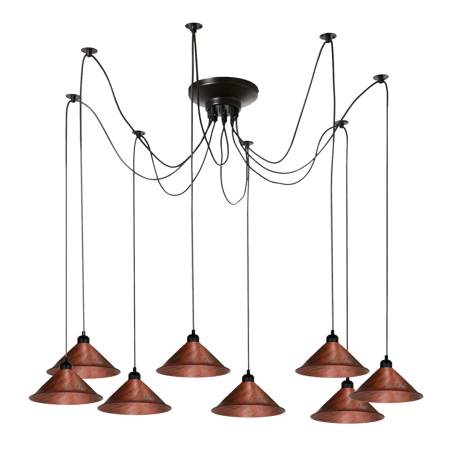 8 Head Spider Light Industrial Pulley Pendant E27 Retro Ceiling Rose~1000-4