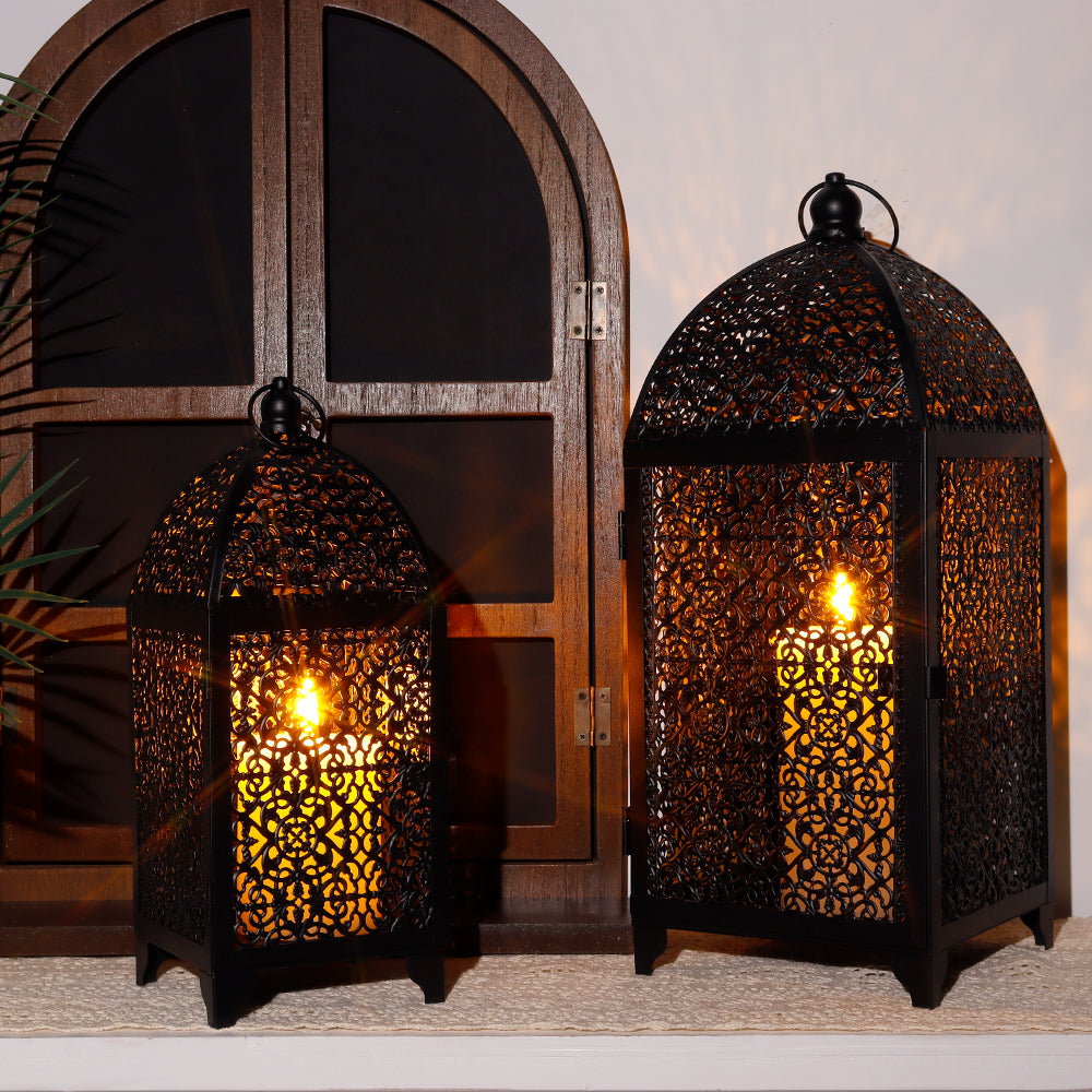 12''&16.5'' High Vintage Hanging Decorative Candle Lantern(Set of 2)-4