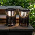 10.5'' High Solar Lantern Outdoor Table Lamp Black 2Pcs-0