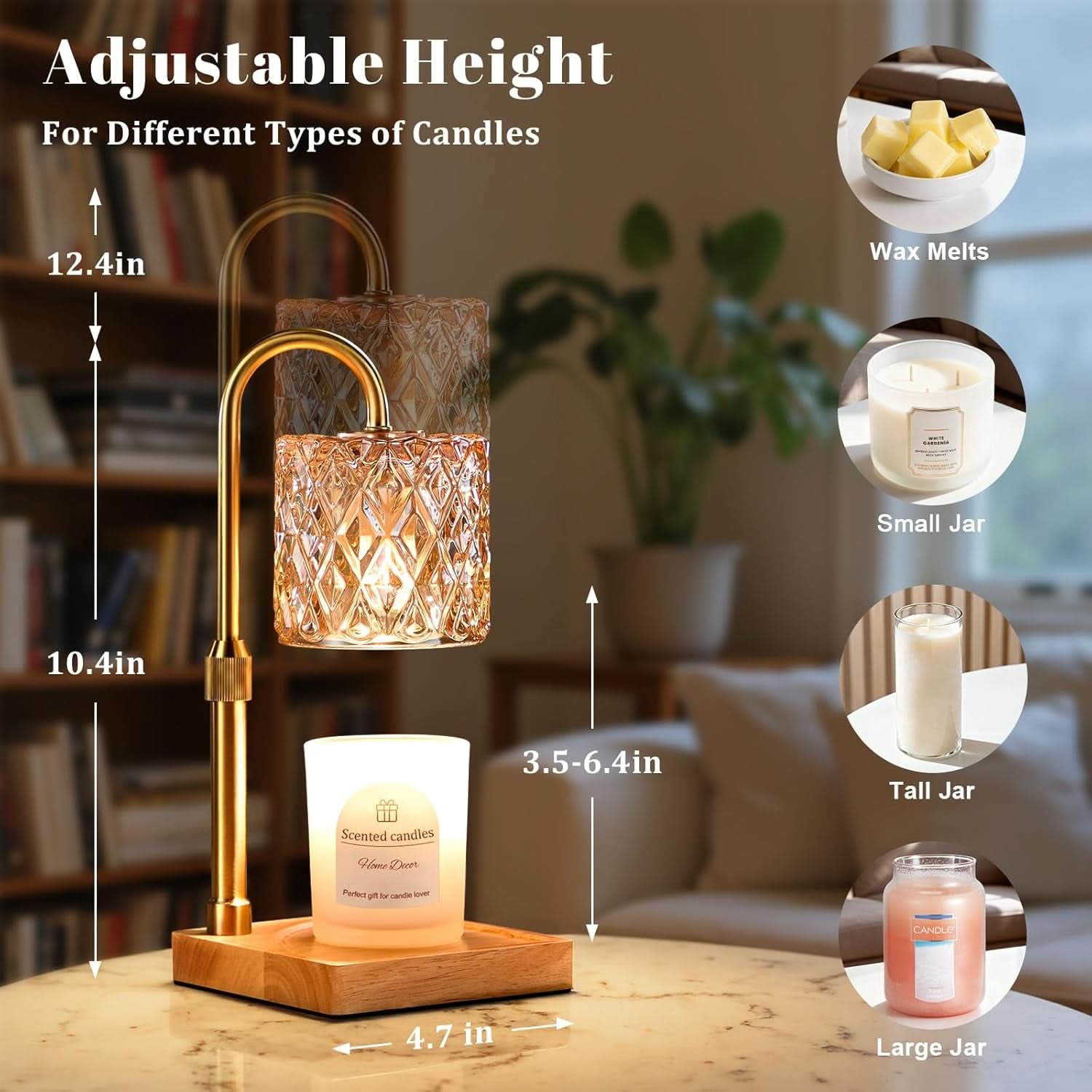 Candle Warmer Lamp With Programmable Timer Amber Glass-2