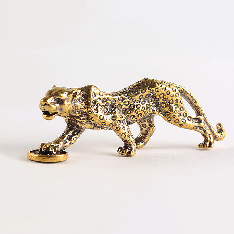 Brass Vintage Leopard Figurine for Home Decor