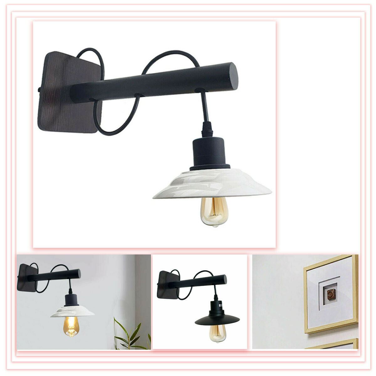 Vintage Modern Indoor White Wall Sconce Wall Light E27 Lamp Fitting Fixture ~6229-0