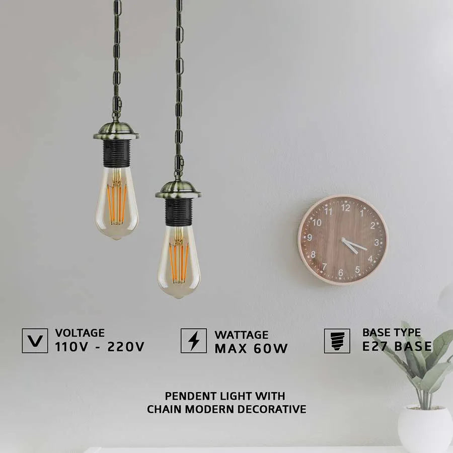 Industrial E27 Pendant Kit Metal Lamp Holder Adjustable Chain Suspension~ 5128