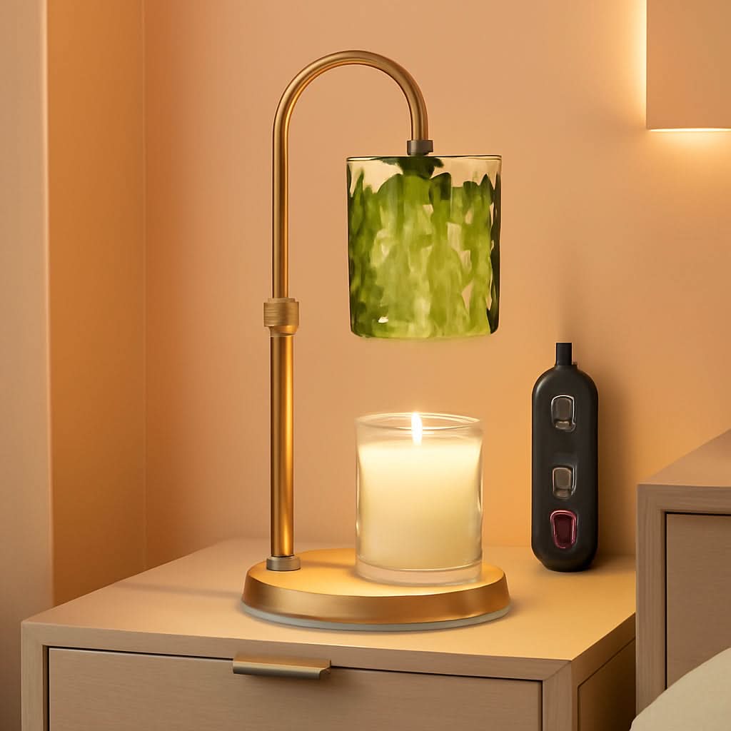 Green Candle Warmer Lamp Dual Bulbs Dimmable Feature-0