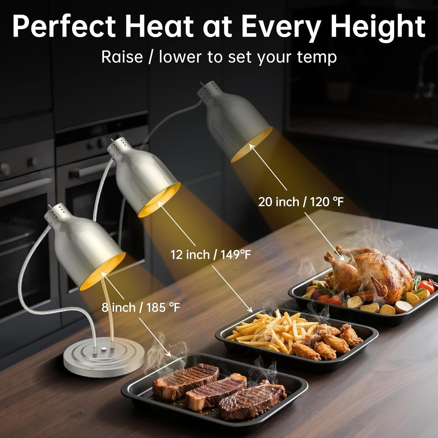 Food Heat Lamp 500W Stainless Steel Buffet Catering-2