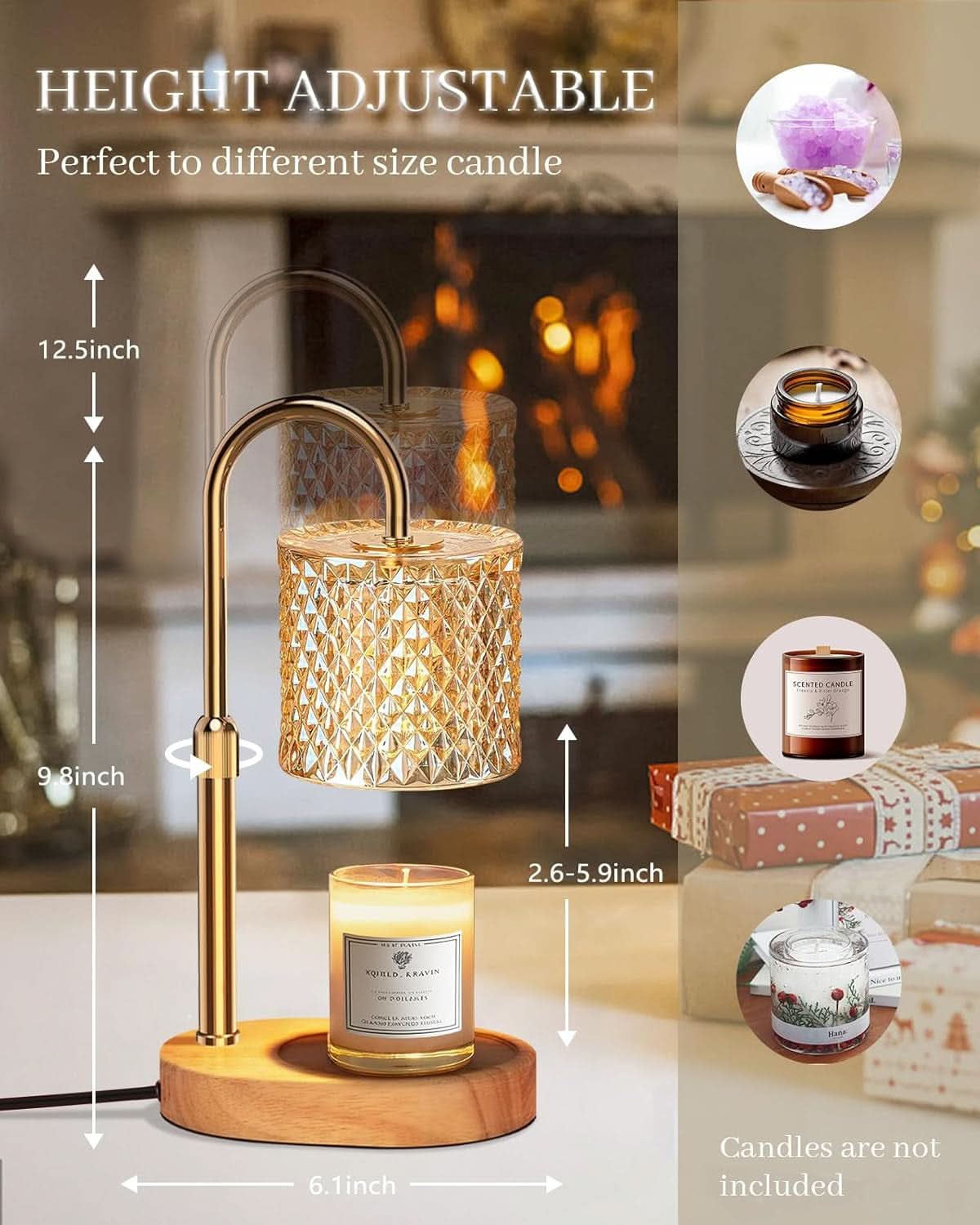 Candle Warmer Lamp Dimmer Featuring Adjustable Height-3