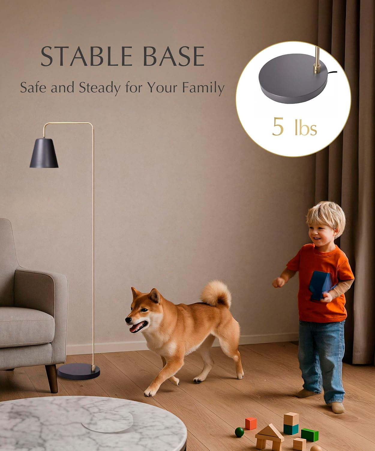 Steady Brass Floor Standing Reading Lamp Adjustable-4