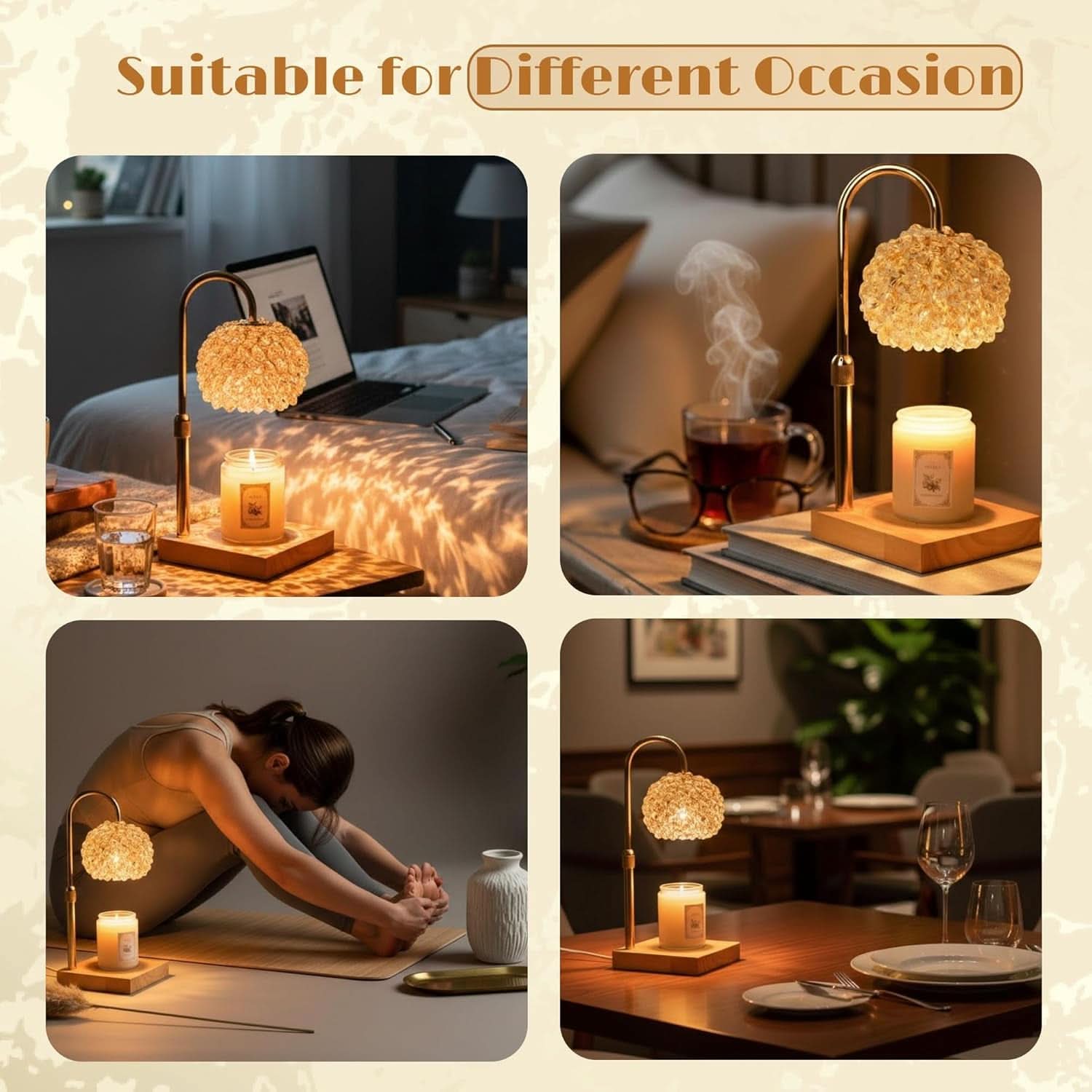 FullyAdjustable Crystal Candle Warmer Lamp With Timer-3