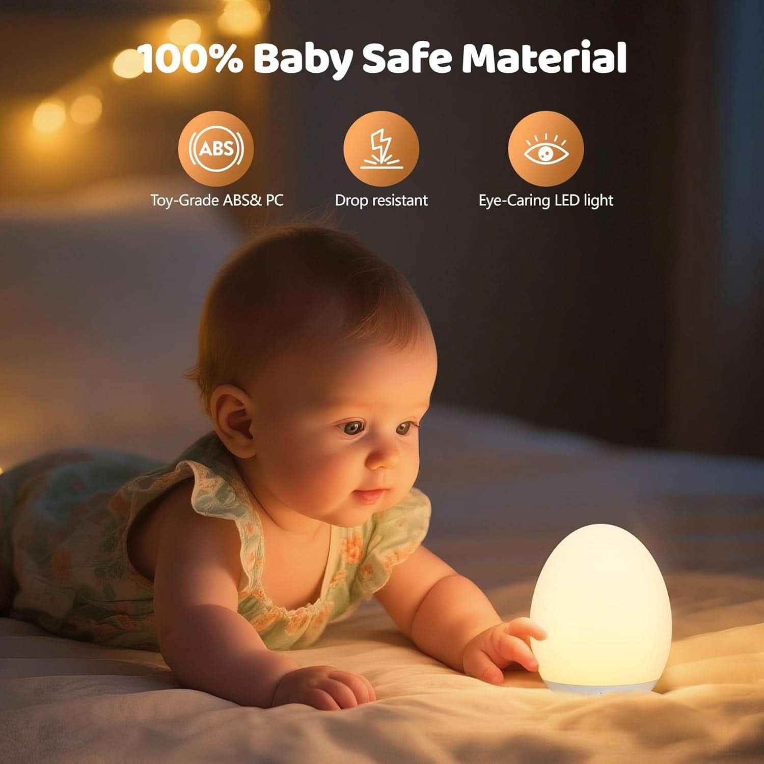 Rechar geable Night Light Nursery Egg Lamp Colorful-2