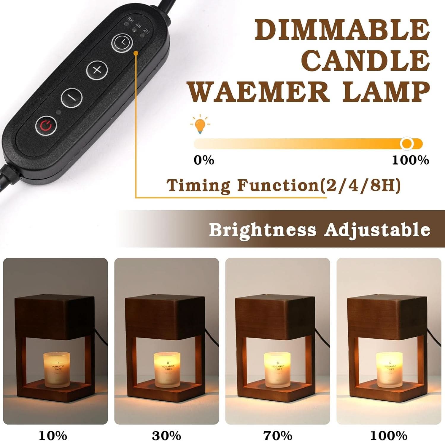 Decorative Wooden Candle Warmer Lamp Timer Dimmable-2