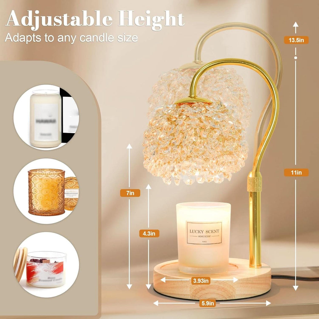 Candle Warmer Lamp Adjustable Height Crystal Lampshade-4