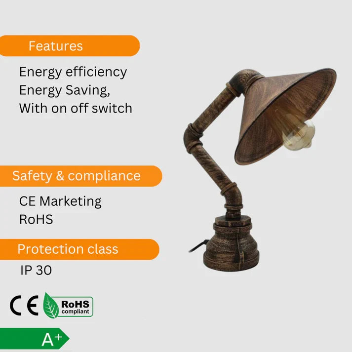 Best Steampunk Lamp Industrial Desk Table Light~2812-3