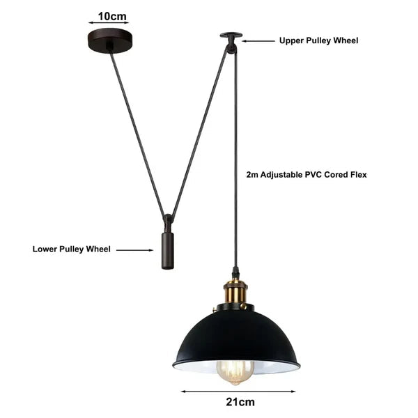 Retro Loft Adjustable Antique Metal Pendant Ceiling Light ~1133-2