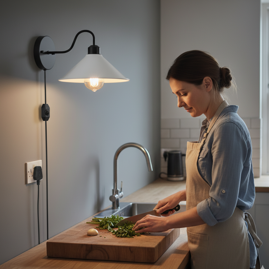 E27 Plugin Wall Light With Dimmer ~6442-0