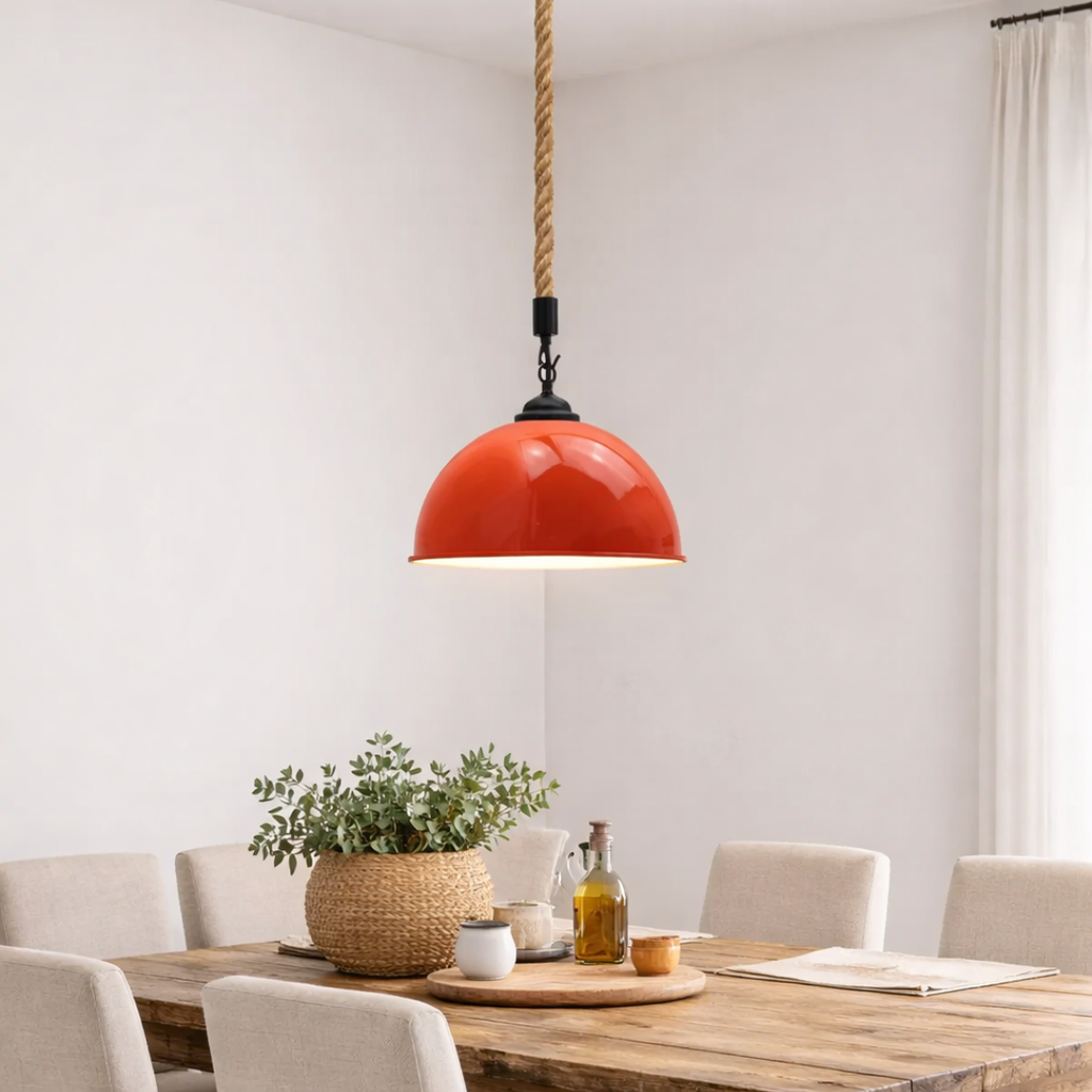 40cm Large Dome Shaded Hemp Rope Pendant Light ~6564-3