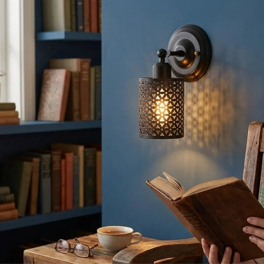 Marrakech Matte Black Lattice Wall Light ~2567-2
