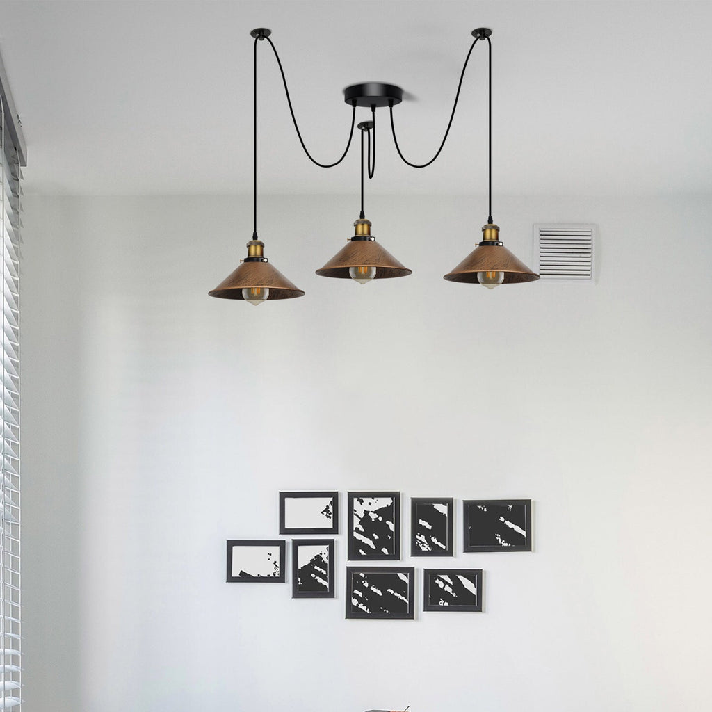 Spider Pendant Lamp 3 Way Hanging Brushed Copper Ceiling Lamp Lighting~4069-4