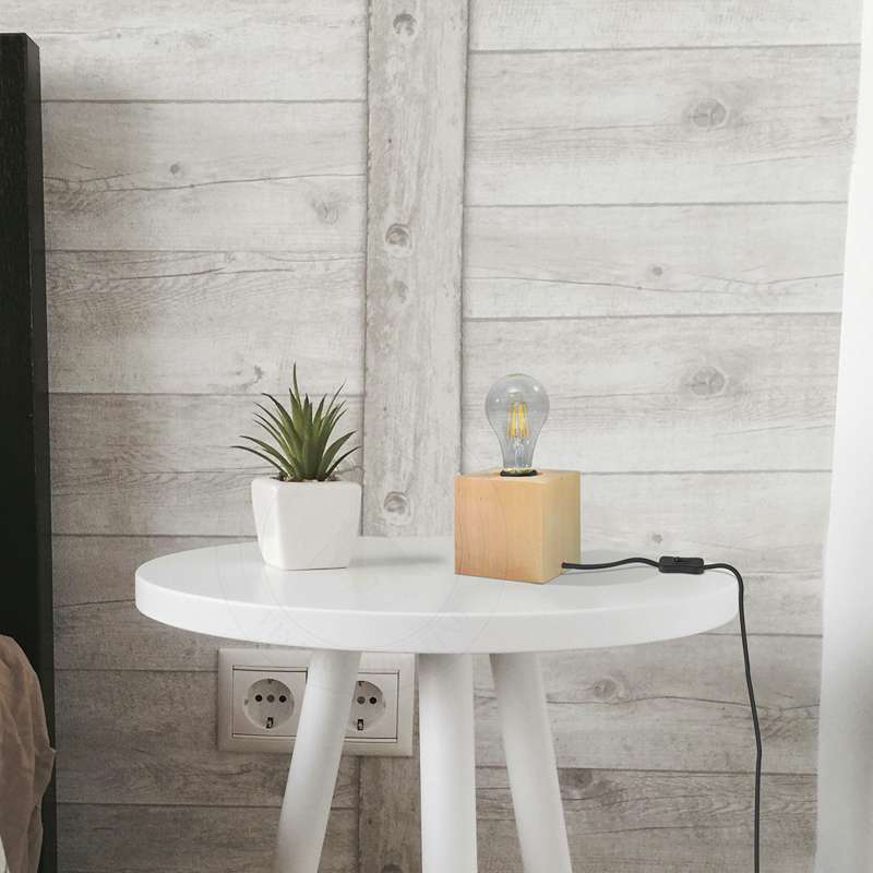 Nordic Wood Table Lamp Base E27 Plug In with Switch~4557-1