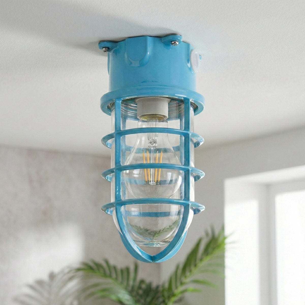Nautical Bulkhead Flush Mount Ceiling Light Wire Cage E27 ~6546-7