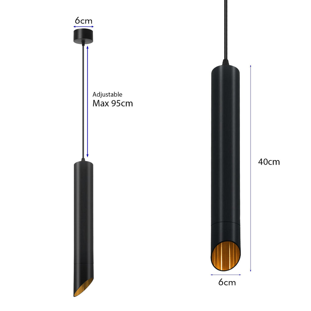 Industrial Cylinder Pendant Light Black 400mm GU10 12W~6246-2