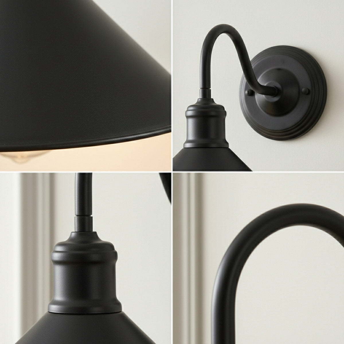 Industrial Swan Neck Wall Light Curved Arm Cone Fitting ~5575-15