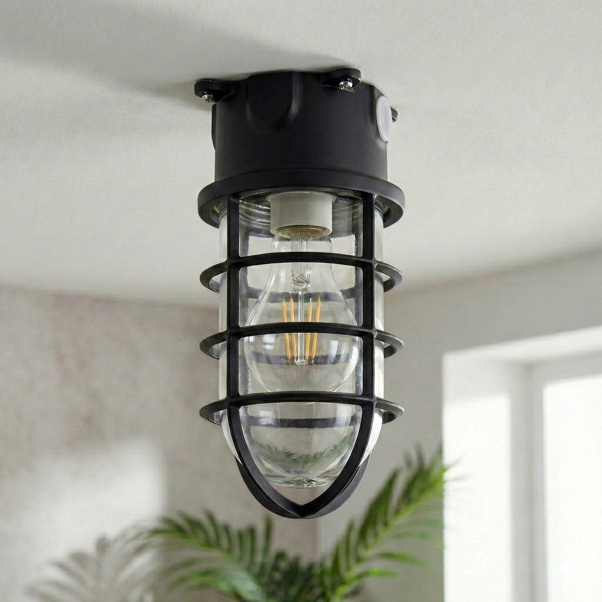 Nautical Bulkhead Flush Mount Ceiling Light Wire Cage E27 ~6546-9