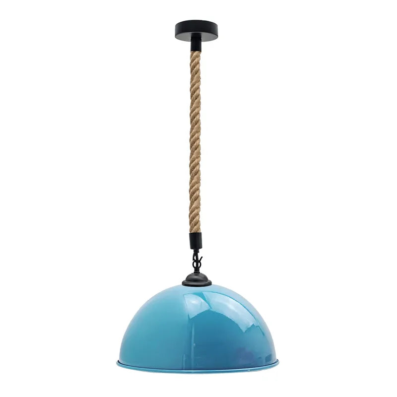 Vintage Metal Dome Hemp Pendant Light – Industrial E27 Ceiling Lamp~5043-4
