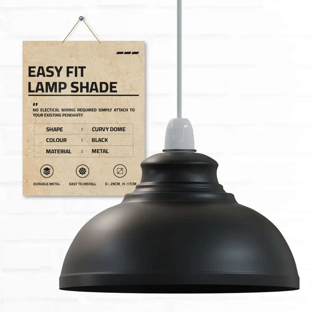 Black Metal Retro Ceiling Pendant Light Shade Easy Fit Lampshade ~2089-3