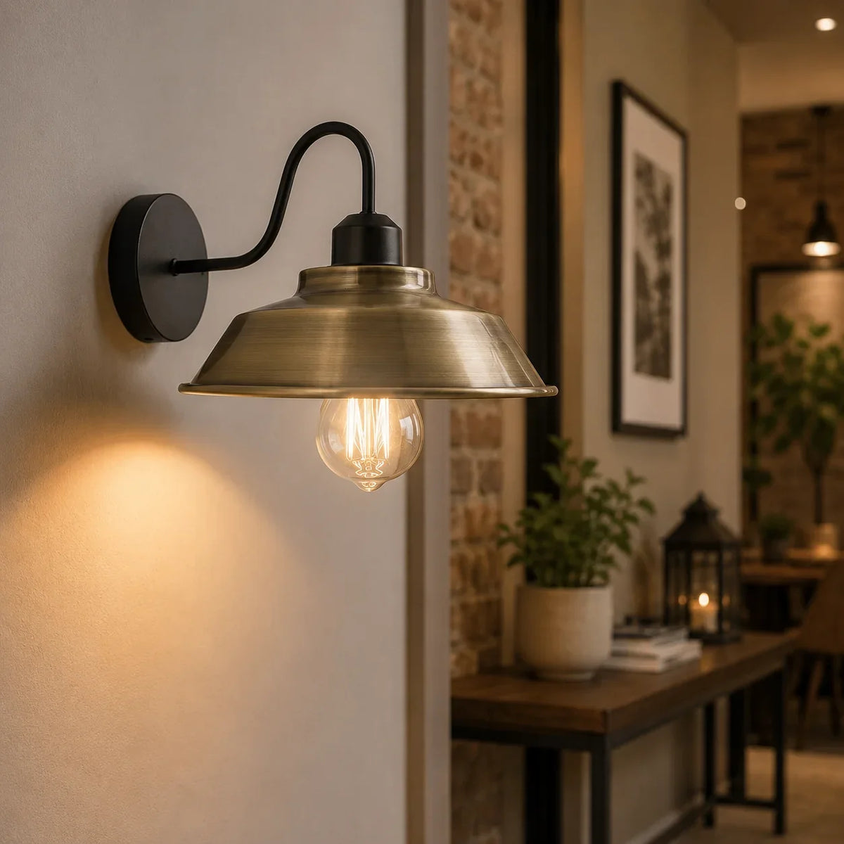 Industrial Gooseneck Indoor Wall Sconce Light ~1186-0