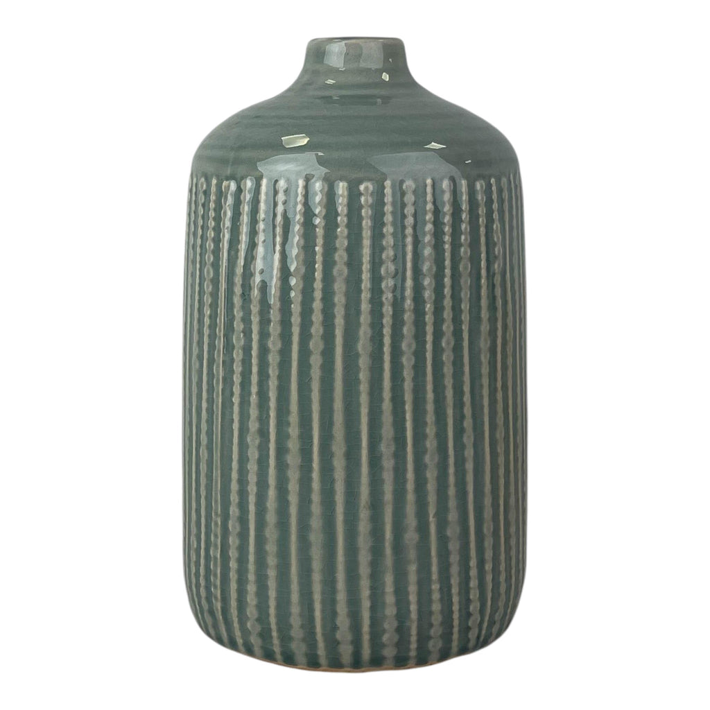 Ceramic Indented Flower Vase H23.5cm D13.5cm-0