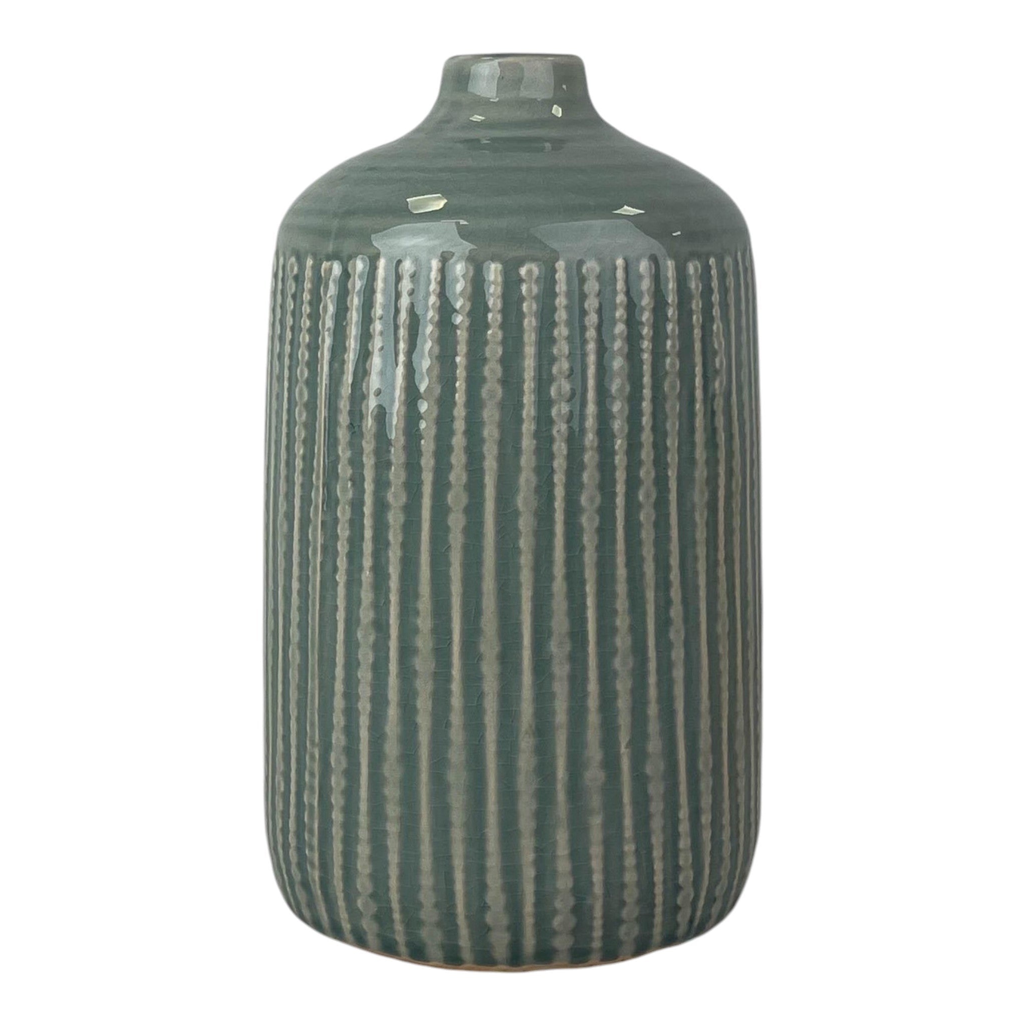 Ceramic Indented Flower Vase H23.5cm D13.5cm-0
