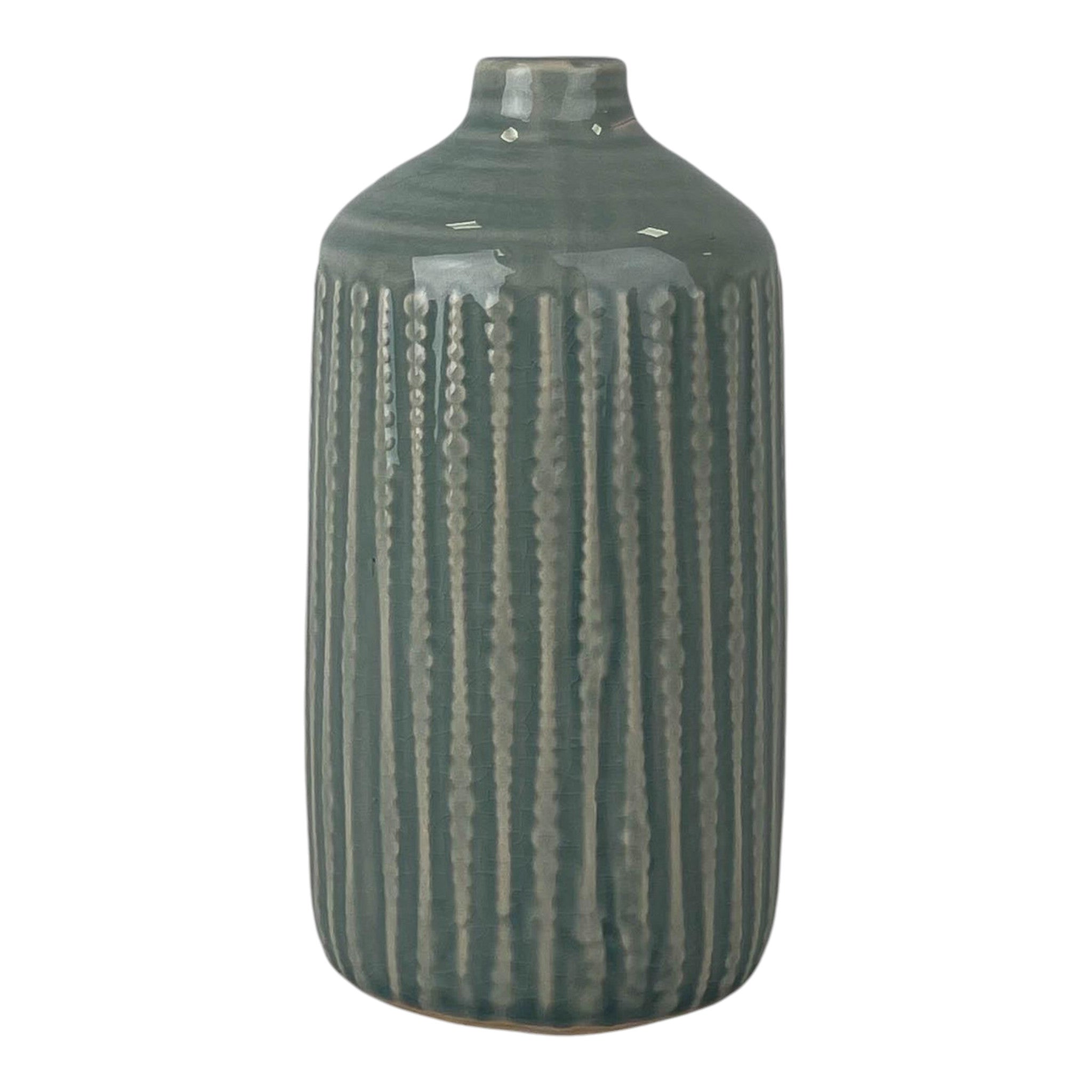 Ceramic Indented Flower Vase (19cm) D10cm-0