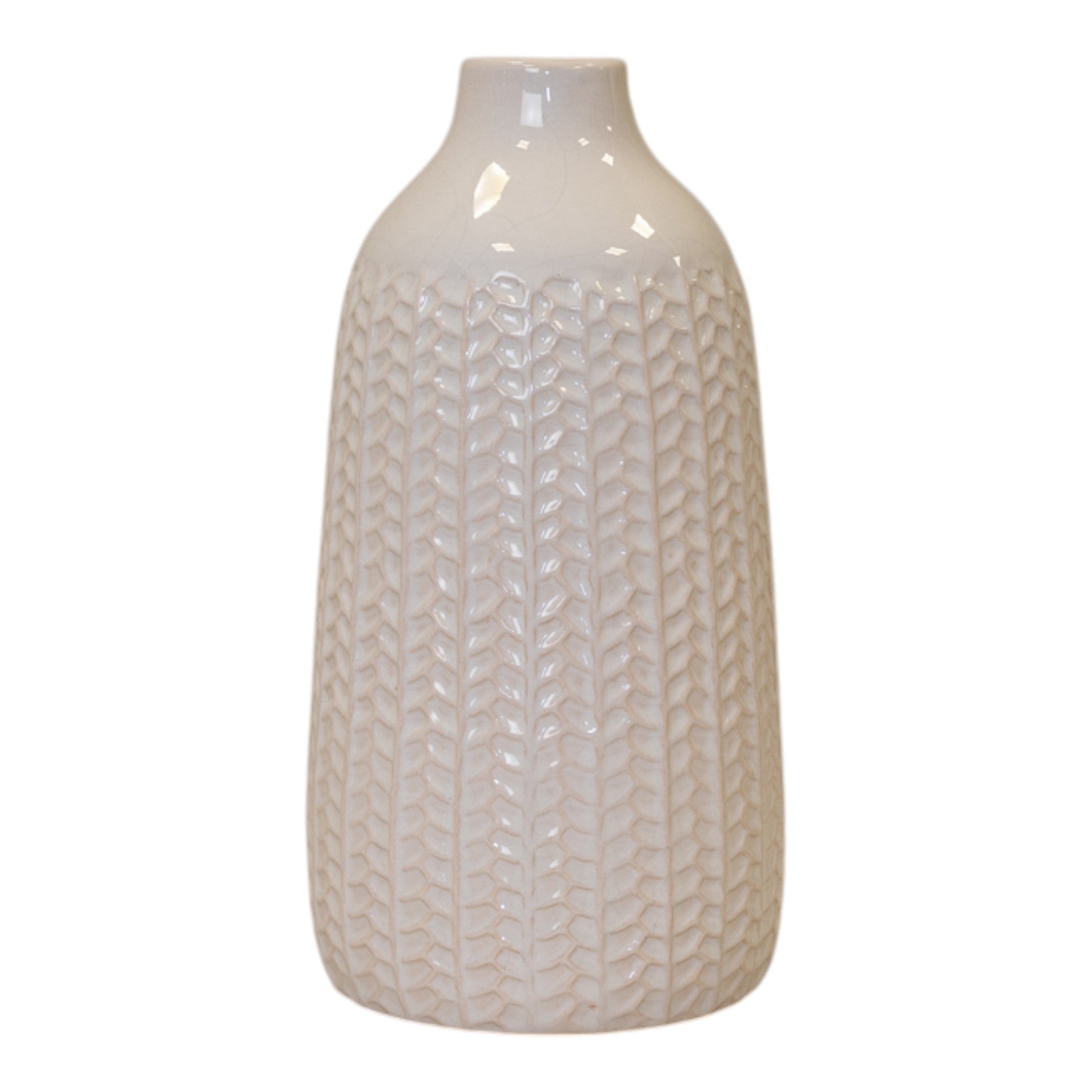 White Ceramic Vase (28.5cm) BD12.8 x H28.5cm-0