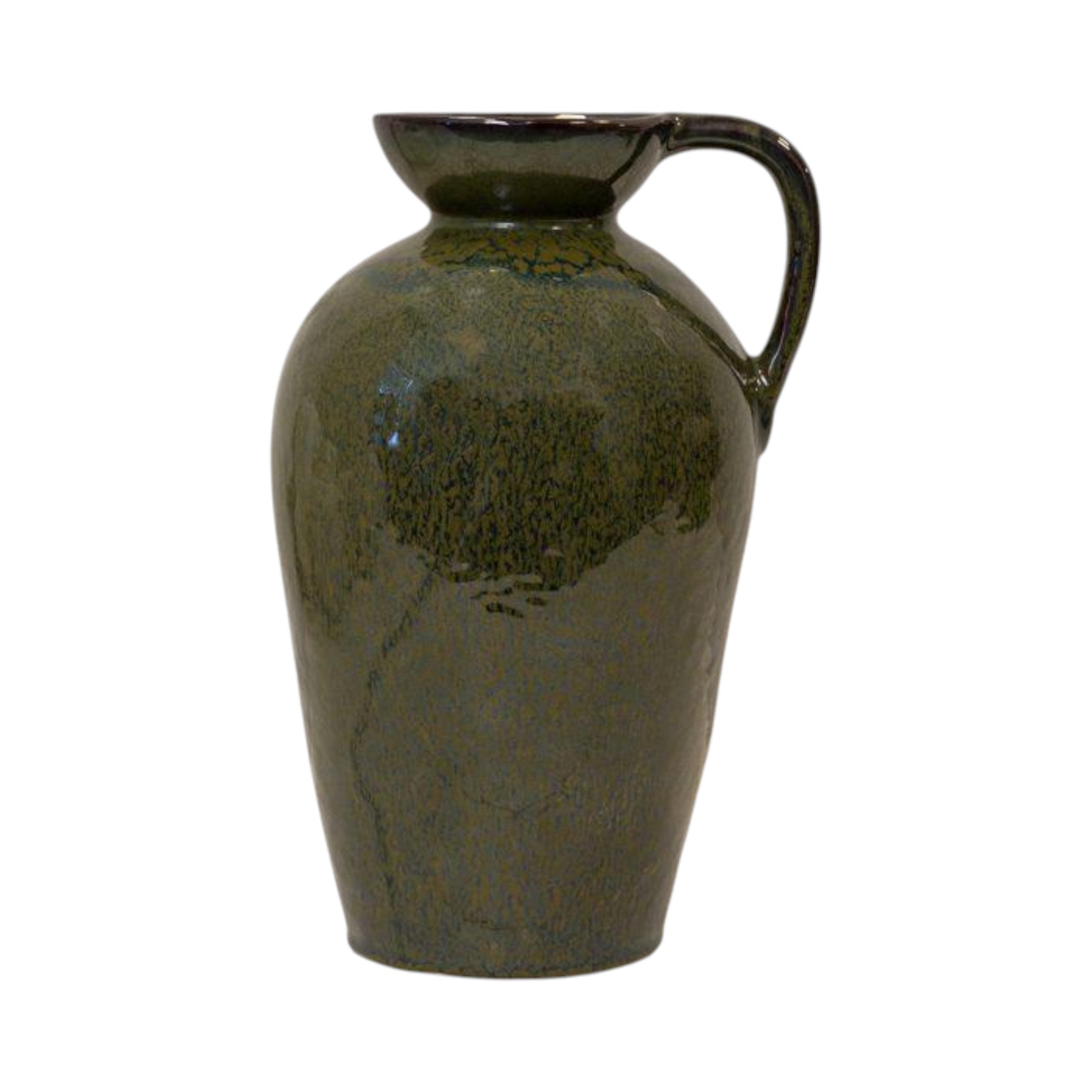 Tall Green Ceramic Vase with Decorative Handle-0
