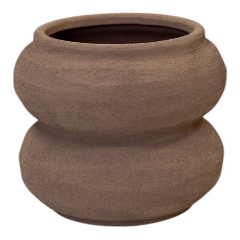 Brown textured Stone Sculptured Vase 14.8cm x 14.8cm x 12.2cm-0