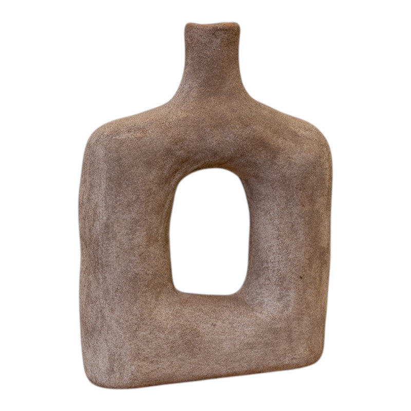 Tall Brown Textured Sculptured Vase 22.5cm x 7.5cm x 30.5cm-0