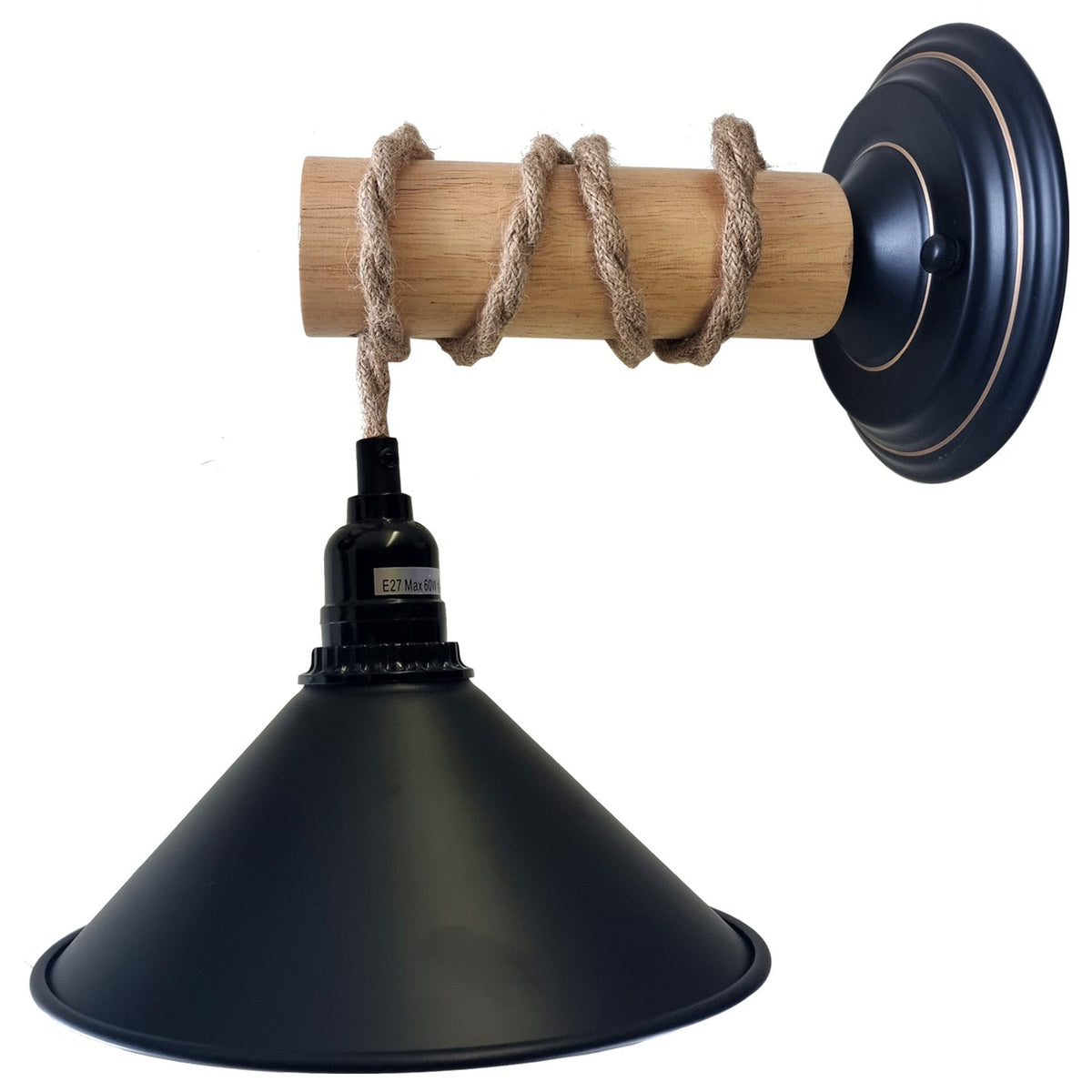 Vintage Metal & Wood Industrial Wall Light E27~3501-3