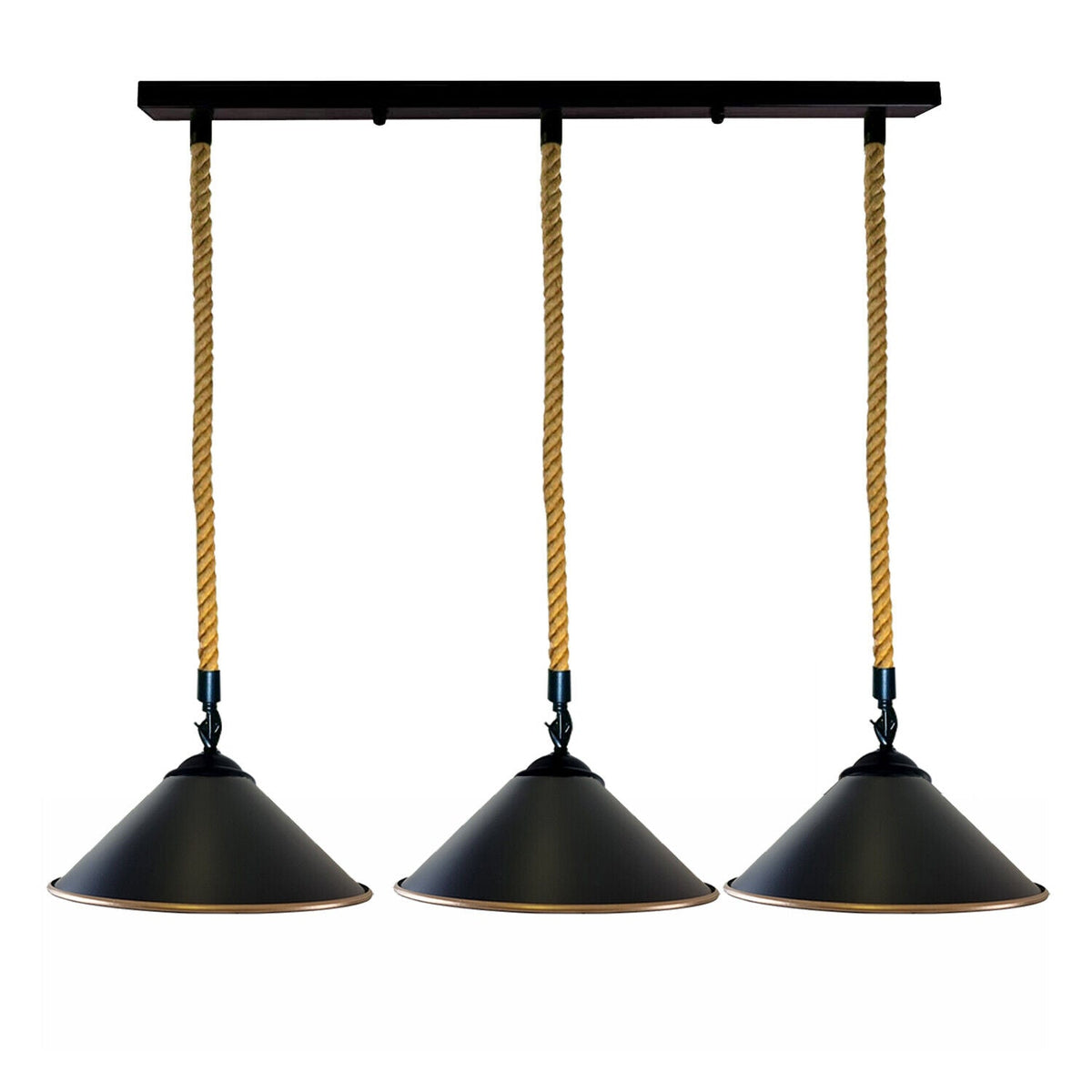 Vintage Retro Industrial Loft Cone Hemp rope 3 head Pendant Light Retro Lamp~3786-5