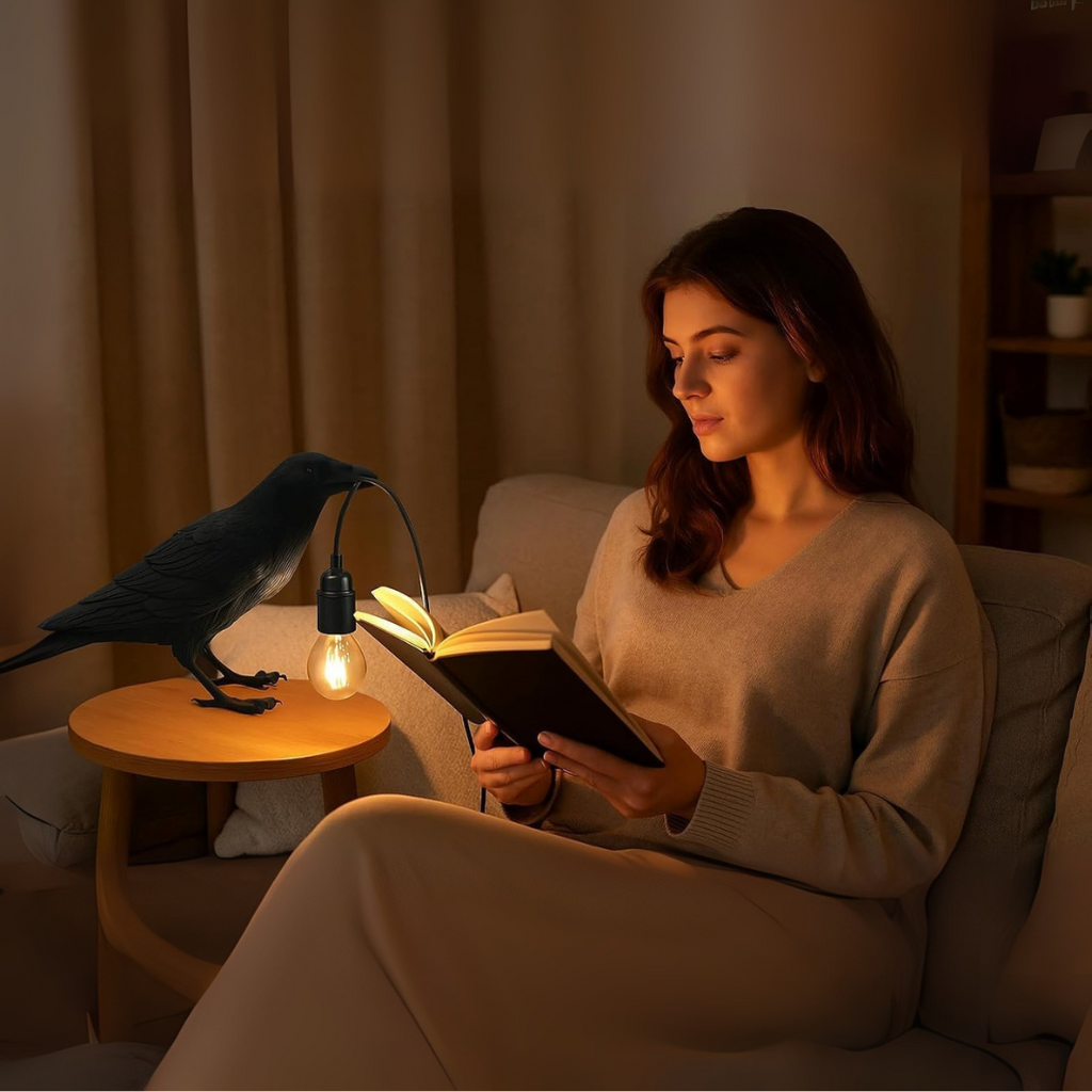 Crow Table Lamp with Free E27 Bulb ~4780-3