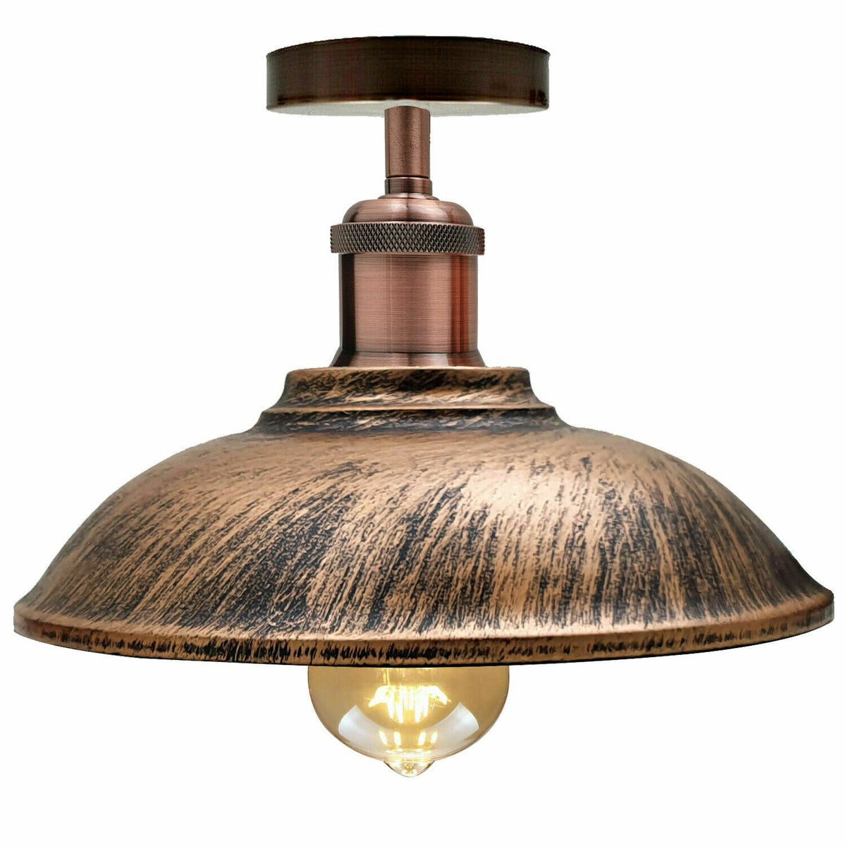 Vintage Semi Flush Ceiling Light Industrial Metal Bowl Fitting E27~1833-5