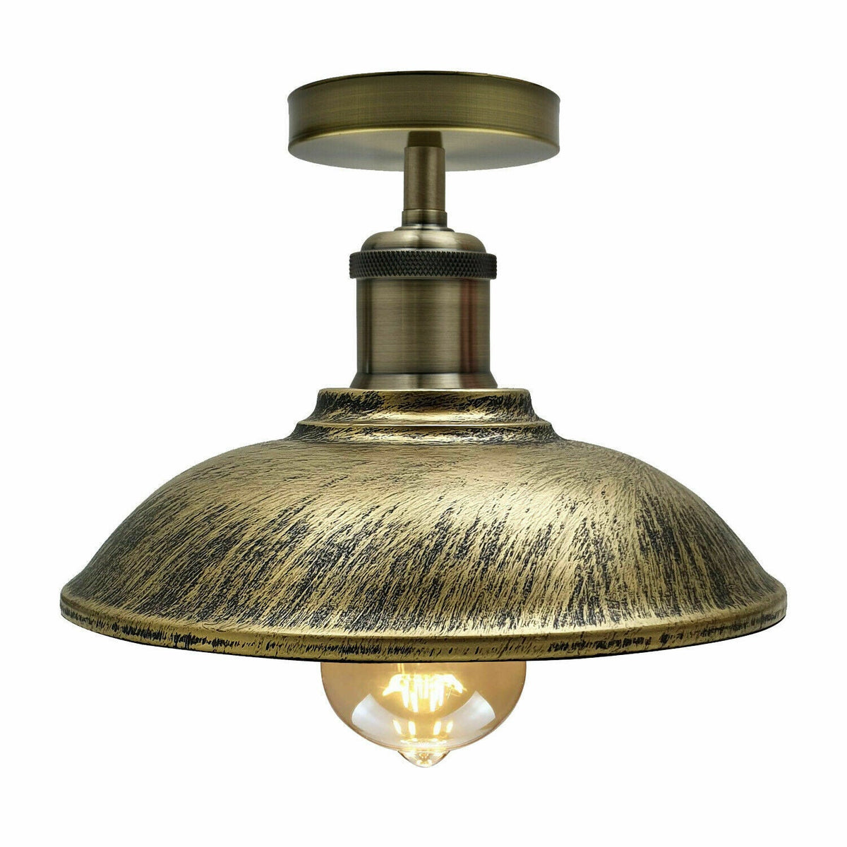 Vintage Semi Flush Ceiling Light Industrial Metal Bowl Fitting E27~1833-9