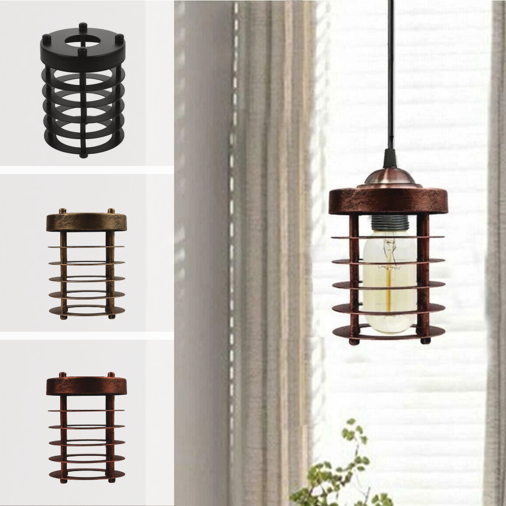 Industrial Cage Cylinder Pendant Lampshade Easy Fit E27~3162