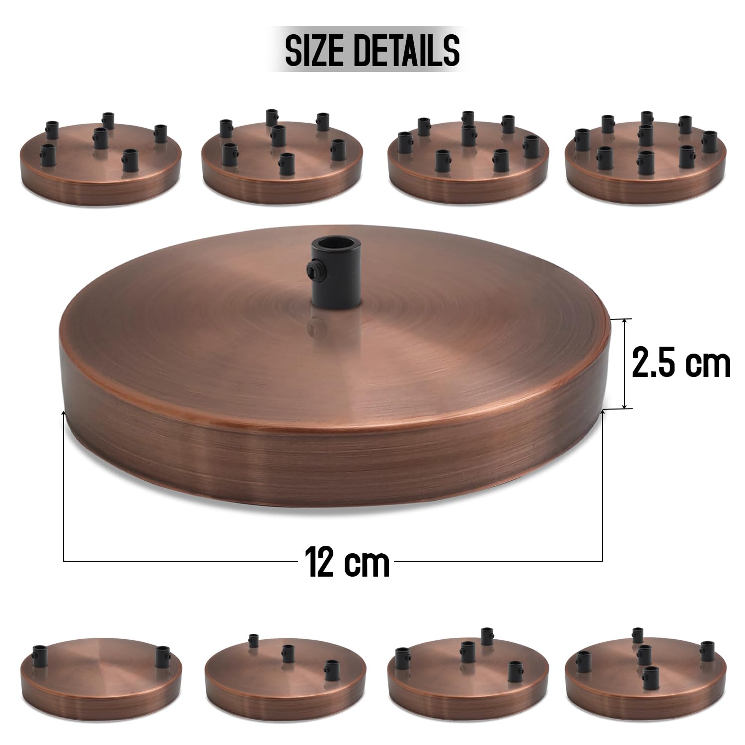 4 Outlet Copper Metal Ceiling Rose 120mm Side Fitting Plate~2880-3