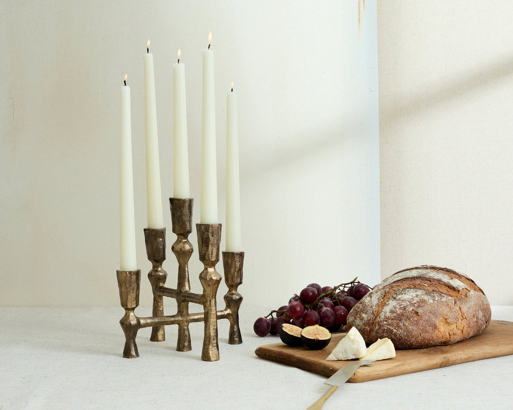 Anya Gold Candelabra – Rustic Antique 5-Arm Candlestick Holder-4