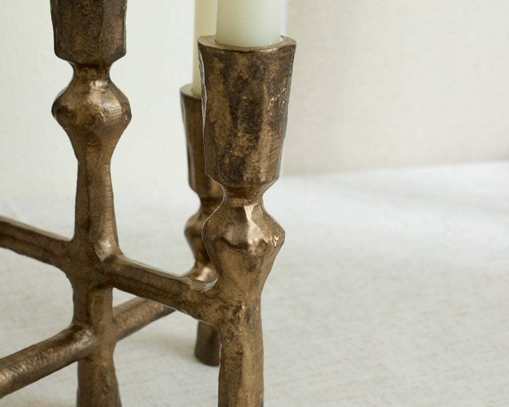 Anya Gold Candelabra – Rustic Antique 5-Arm Candlestick Holder-2