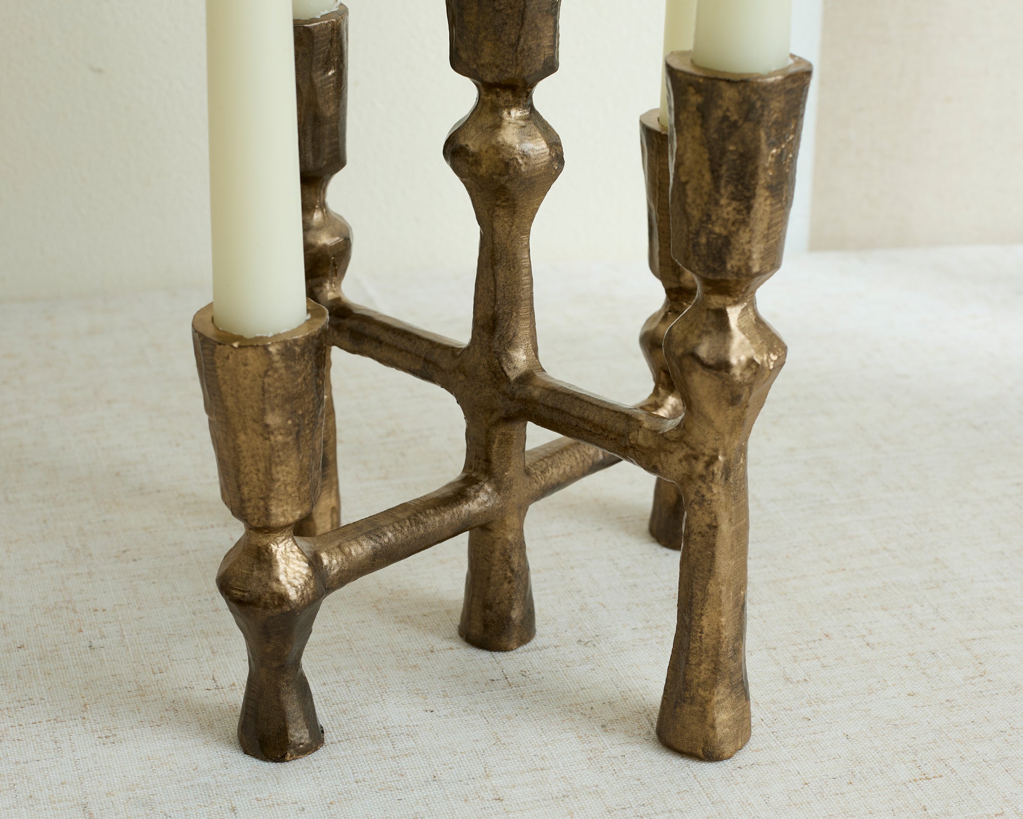 Anya Gold Candelabra – Rustic Antique 5-Arm Candlestick Holder-1