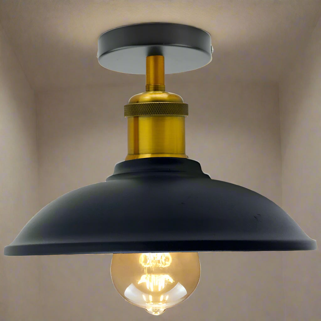 Vintage Semi Flush Ceiling Light Industrial Metal Bowl Fitting E27~1833-2